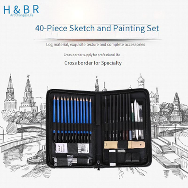 40-Piece Drawing Pencil Set With Charcoal Pencils For Beginners, Sketching Art Supplies In Stand-Up Nylon Case_voghion.com