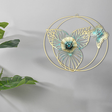 Foyer decoration, American style light luxury Wall hanging, creative living room wall decoration, painted butterfly metal wall decoration_voghion.com
