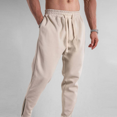 Men's Clothing cotton long sweatpants men's new slim fit zippered feet casual youth all match sports outdoor_voghion.com