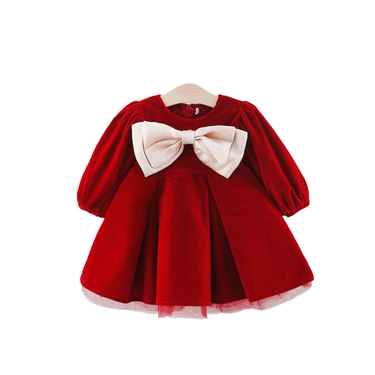 Girls' Autumn Children's Winter Thickened and Warm Plush Skirt Baby Long Sleeve Princess Dress_voghion.com