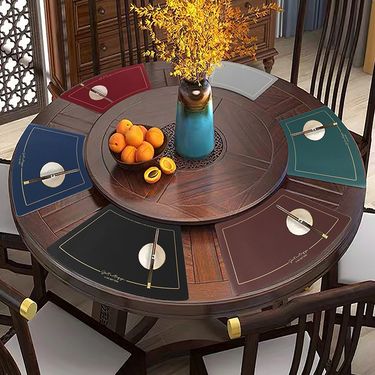 Style Household Leather Hotel Restaurant Fan-shaped Western Placemats Chinese Oil-proof Heat-resistant Table Mats_voghion.com