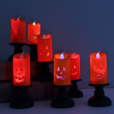 Halloween pumpkin lantern new decorative candlestick wind lamp LED electronic candle lamp creative oil lamp ornaments night light_voghion.com