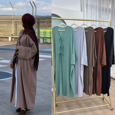 Women's Clothing Dubai Party Waist Tie Cardigan Dress LR883_voghion.com