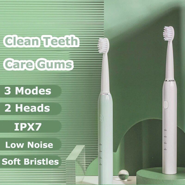 USB Sonic Electric Soft Bristle Smart Timer 3 Gears Replacement Brush Head Set Oral Clean Whiten Toothbrush_voghion.com