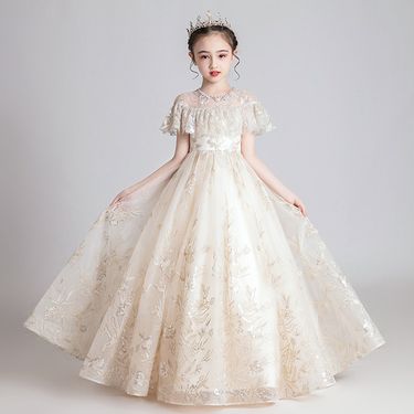 Kids’ Clothing Children's Dress New Style Girls Fluffy Yarn Fashionable Flower Girl Wedding Dress Girl Host Piano Performance Costume_voghion.com