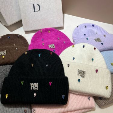 Paris Light Luxury Heavy Industry Water Diamond King Knitted Winter New Warm Rabbit Hair Cold Outdoor Sweet Ear_voghion.com