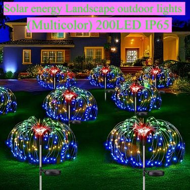 6-Pack Solar LED Firework Lights IP65200LEDs Multi-Color Auto OnOff Durable Plastic OutdoorHanging Lights For Garden Patio Walkway House Decoration146_voghion.com