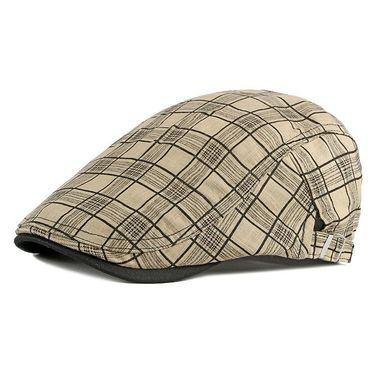 Fashion LDSLYJR 2024 Cotton Solid Plaid Newsboy Caps Flat Peaked Cap Men and Women Painter Beret Hats 16_voghion.com