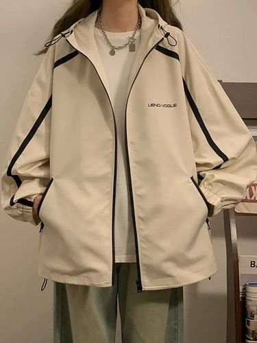 Women's Outdoor Jacket With Hood, Spring And Autumn Style, High-End Feel, Casual Oversize Coat, Loose Fit For Students_voghion.com