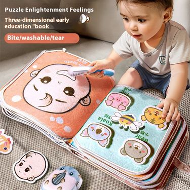Can't tear apart quiet baby's cognitive early education cloth book, magic tape, chewable three-dimensional puzzle_voghion.com