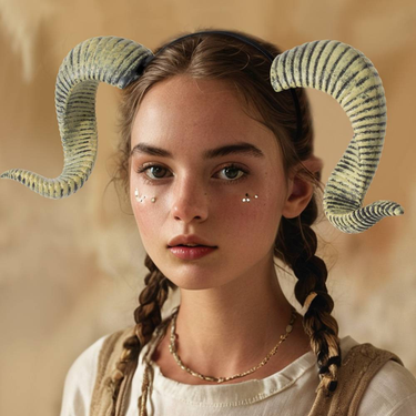 DIY Detachable Props For Halloween Dance Party: RP Curved Sheep Horn Hairband, Festival Party Performance Headband_voghion.com