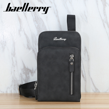 baellerry men's wallet large capacity double zipper cross chest bag fashionable youth vertical mobile phone bag_voghion.com