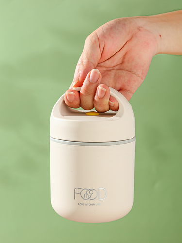 1PCS New 304 Stainless Steel Mini Breakfast Cup Sealed Handle Insulation Portable Outdoor Milk Hand Cup Soup Can White_voghion.com