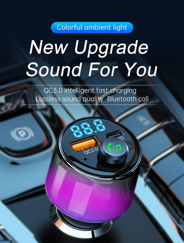 BC90 Bluetooth Car Adapter: High-Performance Audio Upgrade With Fast Charging & Vibrant Ambient Lighting_voghion.com
