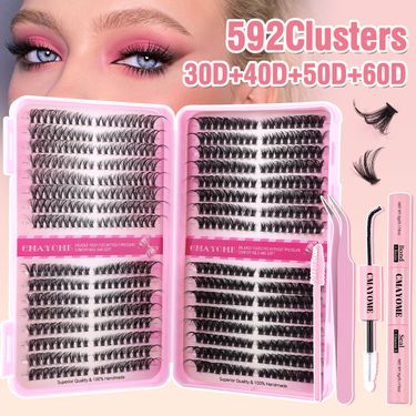 Beauty Essentials False Eyelash Extension Set Single Cluster 592 Clusters 30+40+50+60+80+100d Eyelashes_voghion.com