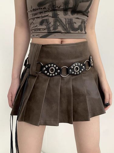 Millennial Spicy Girl Invintage Halfbody Flying Collar Rivet Design Feeling Lacing Belt_voghion.com