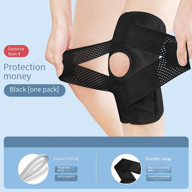 Professional Knee Brace For Sports & Injury Support - Breathable Compression Sleeve With Dual Straps & Spring Support For Running, Basketball, Hiking_voghion.com