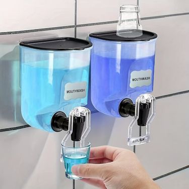 Durable Wall-Mounted Mouthwash Dispenser 21oz Plastic Container No Electricity Needed Bathroom Organizer136_voghion.com