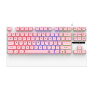 Floating Backlit Keyboard 87 Keys Wired USB Laptop External Desktop Computer Universal E-sports Gaming_voghion.com