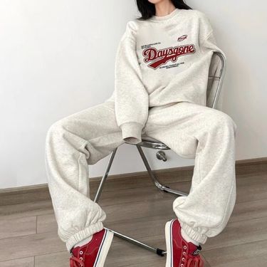 Vintage-Inspired Women's Casual Tracksuit Set - Loose Fit Hoodie & Jogger Pants, Comfortable Polyester Fabric, 3D Print Design, S-XXL (Grey)_voghion.com