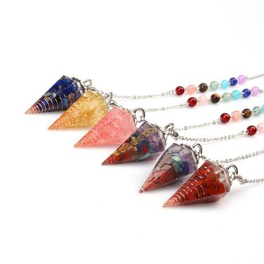 30mm Hexagonal Crystal Resin Pendant - Natural Gravel Cone Chakra Beads With Adjustable Cotton Cord For Yoga, Meditation & Energy Healing_voghion.com