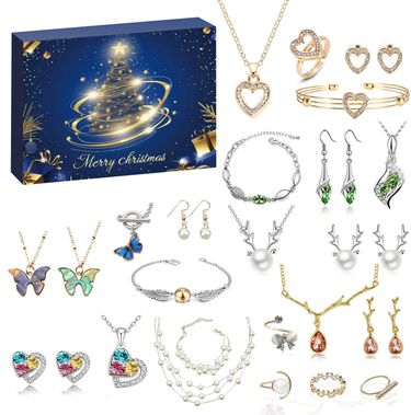 Christmas earrings jewelry gift box blind box jewelry gift countdown calendar advent necklace blind box_voghion.com