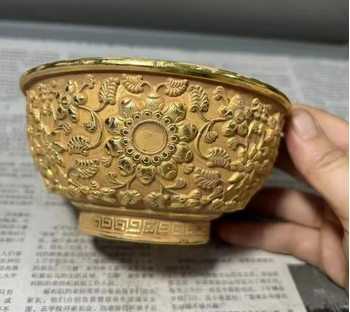 Antique Old Wrapped Pulp Qianlong Year Flower Blooming Rich Bowl Crafts Ornaments Antique Antique Collection Film and Television_voghion.com