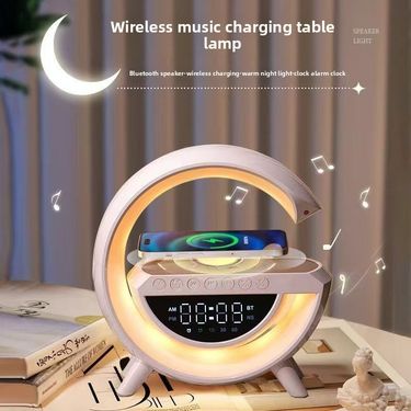 New Small G Bluetooth Speaker - Supports Wireless Charging Of Mobile Phones And Watches, With Ambient Light, Internal Alarm Clock, Speaker Function_voghion.com