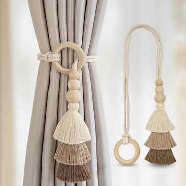 Simple Tiebacks Adjustable Tassel Rope Ring Decoration Sheer Storage Tie Curtain Buckle_voghion.com
