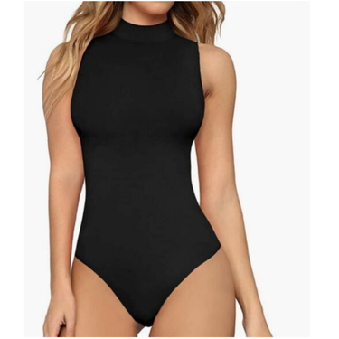 High Collar Sleeveless Vest Jumpsuit Bodysuit_voghion.com