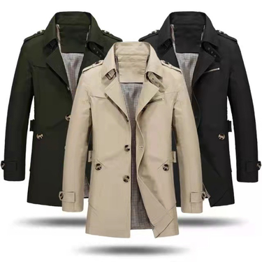 Men's Clothing Men's Long Trench Coat Large Cotton Size Jacket_voghion.com