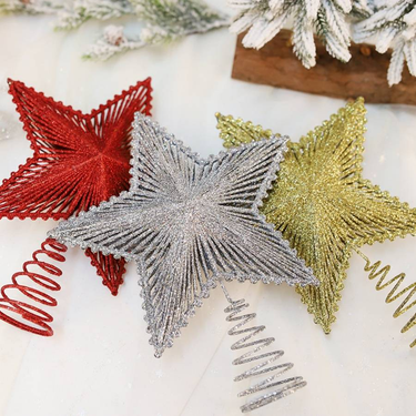 1PC Glitter Christmas Tree Topper Iron Star Christmas Decor For Home Xmas Tree Ornaments_voghion.com