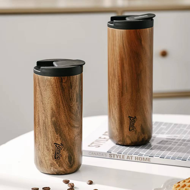 Wood Grain Pattern Thermal Cup Coffee Travel Mug Insulated Vaccum 304 Stainless Steel Thermos Bottle Tumbler Keep Hot/Cold_voghion.com