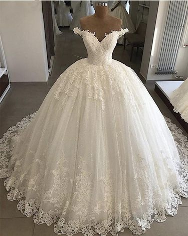 Mid Waist French Style Wedding Dress With Long Train, Dreamy White Lace Backless Bridal Gown, Simple Elegant Medium Length Design_voghion.com