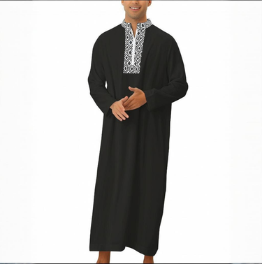 Men's Clothing Muslim Loose Robe Pocket Zip Shirt_voghion.com