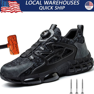 Rotating Button Men Safety Shoes Anti-smash Work Steel Toe Shoes Lightweight Sport Shoes Security Protective Boots_voghion.com