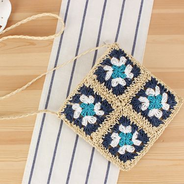 New Fashionable Handmade Hook and Flower Splicing Weaving Bag High Grade Small and Fresh Single Shoulder Cross Shoulder Women's Bag_viptrois.com