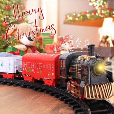 Train electric sound and light can hang Christmas tree Christmas track car Christmas train gift toy_voghion.com