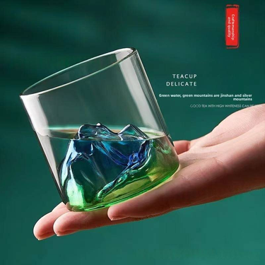 Japanese Mount Fuji Glass Cup - Whiskey & Cocktail Glass With Unique Mountain View Design Perfect For Coffee & Tea (Handcrafted 10OZ)_voghion.com