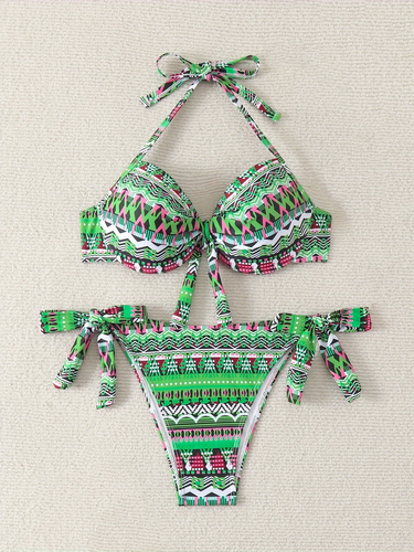 Sexy colored printed hard cup with steel tray for women's sexy bikini_viptrois.com