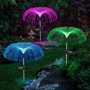 Solar Jellyfish Garden Lights, LED Waterproof Outdoor Decorative Stake Lights For Lawn, Pathway & Patio (Set Of 3)_voghion.com