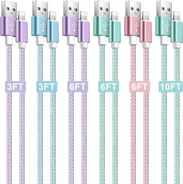 5-piece nylon woven lightning data cable \ u2013 MFi certified charger suitable for iPhone 14, 13, 12, 11, XS, XR, 8, 7,_voghion.com