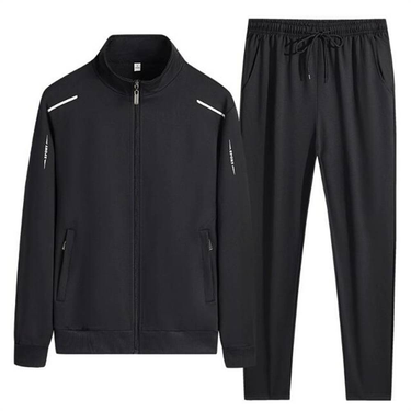 Spring Autumn Fashion Tracksuits Men's Stand Collar Zipper Sweatshirts + Lace-Up Sweatpants 2 Piece Casual Sport Sets L-6XL_voghion.com