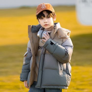 Children's down jacket medium children's gradient boy's medium long thick warm coat winter_voghion.com