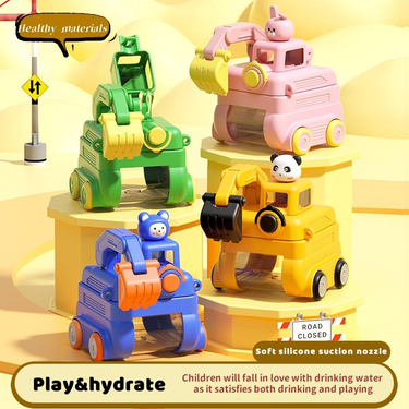 Fun Children's Toy Water Bottle, Creative Excavator Straw Cup, Toy Car Water Cup - Can Drink Water And Have Fun, Water Bottle For Children_voghion.com