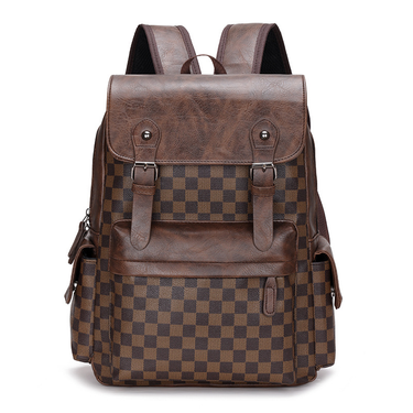 New Fashion Men's Backpack Trendy Plaid Business Travel Computer Handbag Versatile Casual Backpack_voghion.com