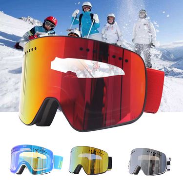 Cylindrical magnetic with double-layer Italian anti fog film eye protection ski goggles_voghion.com