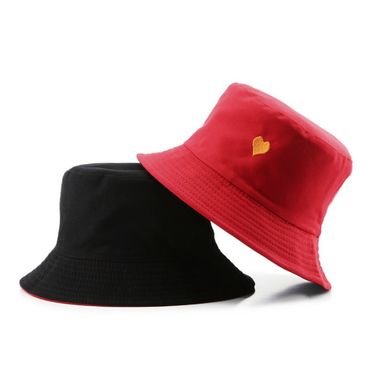 Hot Sale 54-56CM Cotton Outdoor Basin Hats Couple Sun Protection Bucket Hmbroidery Fisherman Double-Sided Summer Sunscreen Hat_voghion.com