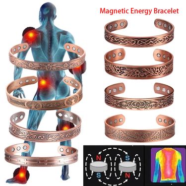 Vintage European And American Style Magnetic Energy Wristband Bracelet, Antique Copper Magnetic Trendy Accessory_voghion.com
