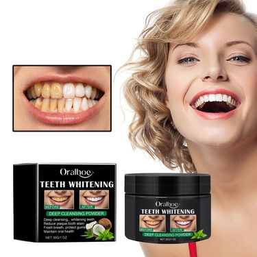 ORALHOE Yellow Stains Remove tartar, Fresh Breath, Oral Cleansing and Beautifying Teeth Powder_voghion.com